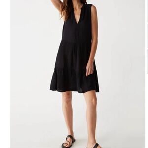 Michael Stars Black Sleeveless V-Neck Tiered Mini Dress